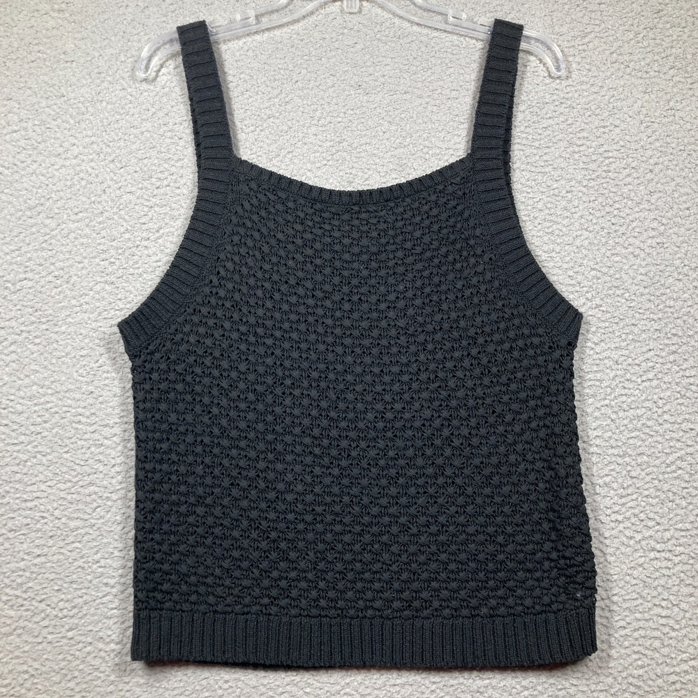 J Crew Tank Top Sweater Women's Juniors XXL Black Boho Minimalist Cottage Casual